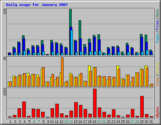 Daily usage for January 2007