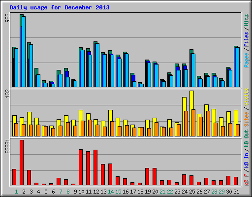 Daily usage for December 2013