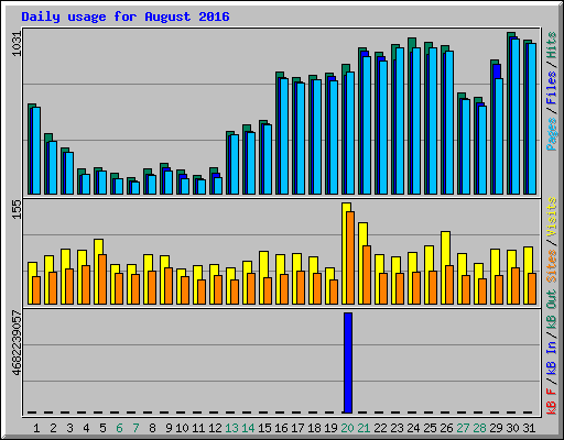 Daily usage for August 2016