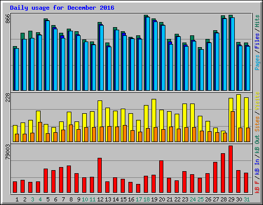 Daily usage for December 2016