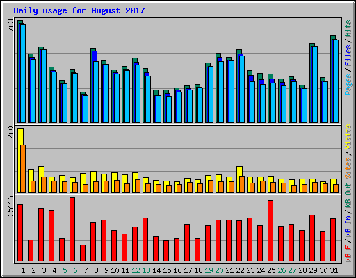 Daily usage for August 2017