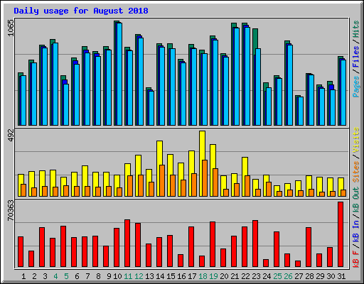 Daily usage for August 2018