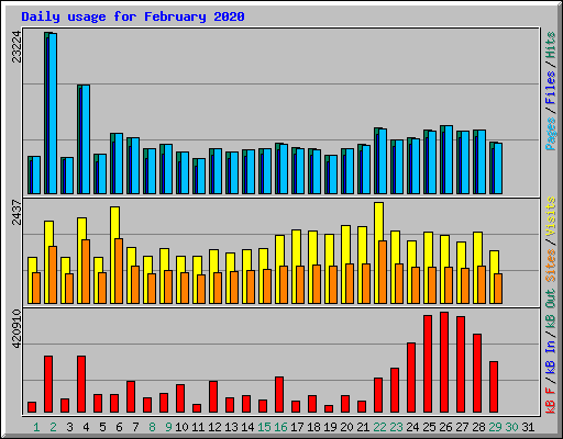 Daily usage for February 2020