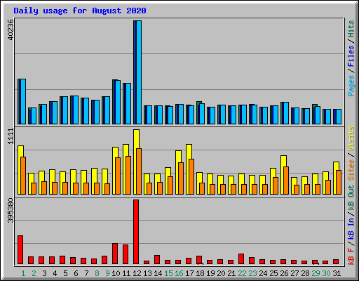 Daily usage for August 2020