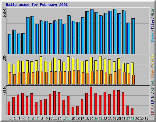 Daily usage for February 2021