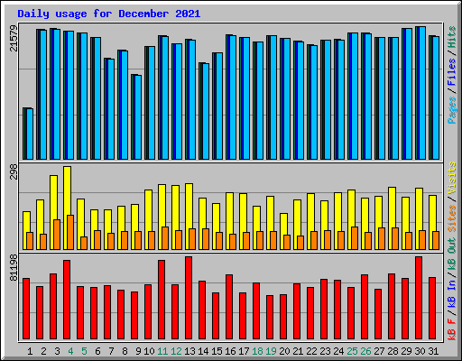 Daily usage for December 2021