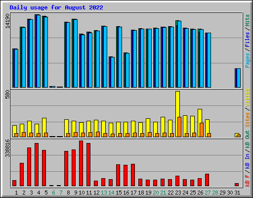 Daily usage for August 2022