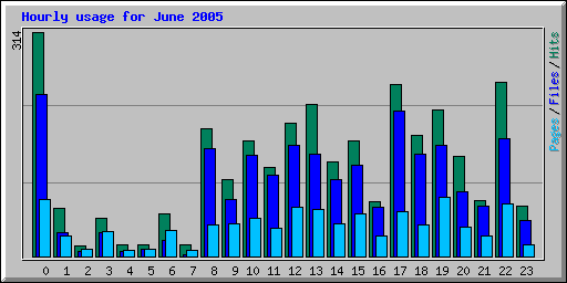 Hourly usage for June 2005