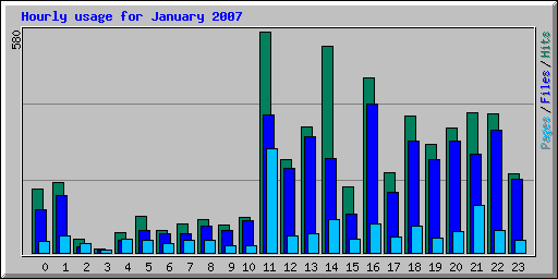 Hourly usage for January 2007