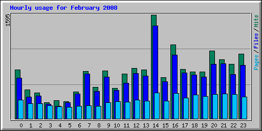 Hourly usage for February 2008