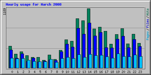 Hourly usage for March 2008