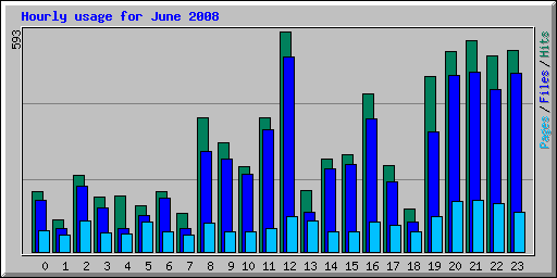 Hourly usage for June 2008